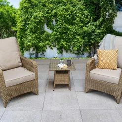 Baths Signature Weave Sarah High Back 3 Piece Lounge Set With Table