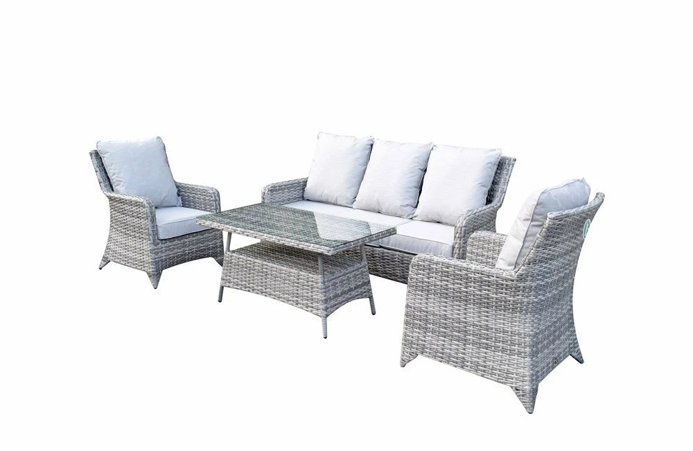 Signature Weave Sarah Grey 5 Seat Sofa Set With High Coffee Table