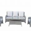 Baths Signature Weave Sarah Grey 4 Seat Sofa Set With High Coffee Table