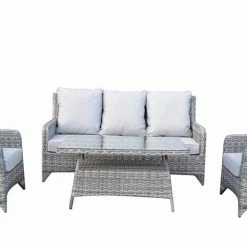 Signature Weave Sarah Grey 5 Seat Sofa Set With High Coffee Table