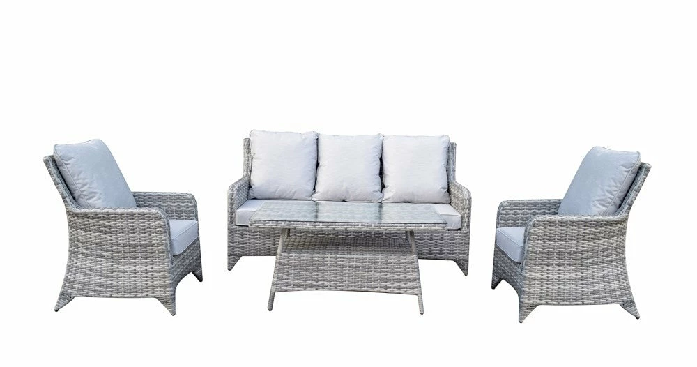 Signature Weave Sarah Grey 5 Seat Sofa Set With High Coffee Table