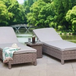 Signature Weave Sarena Rattan Sunbed Set With Coffee Table