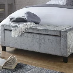 GFW Verona Crushed Velvet Ottoman Storage Bench