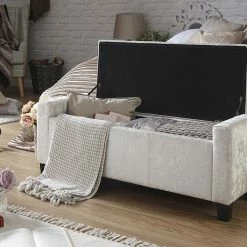 GFW Verona Crushed Velvet Ottoman Storage Bench