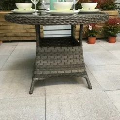 Signature Weave Victoria Round Dining Table 100cm In Multi Grey Wicker Baths