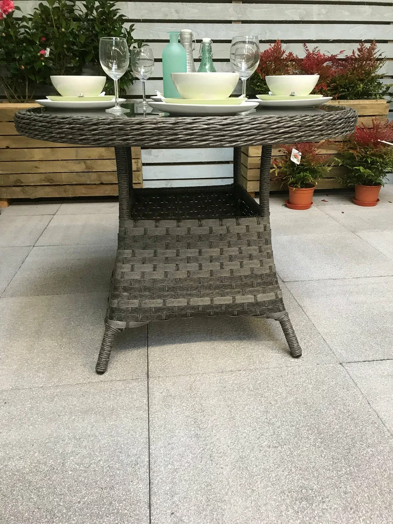 Signature Weave Victoria Round Dining Table 100cm In Multi Grey Wicker Baths