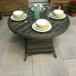 Signature Weave Victoria Round Dining Table 100cm In Multi Grey Wicker Baths