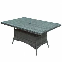 Baths Signature Weave Victoria Rectangular Dining Table In Multi Grey Wicker