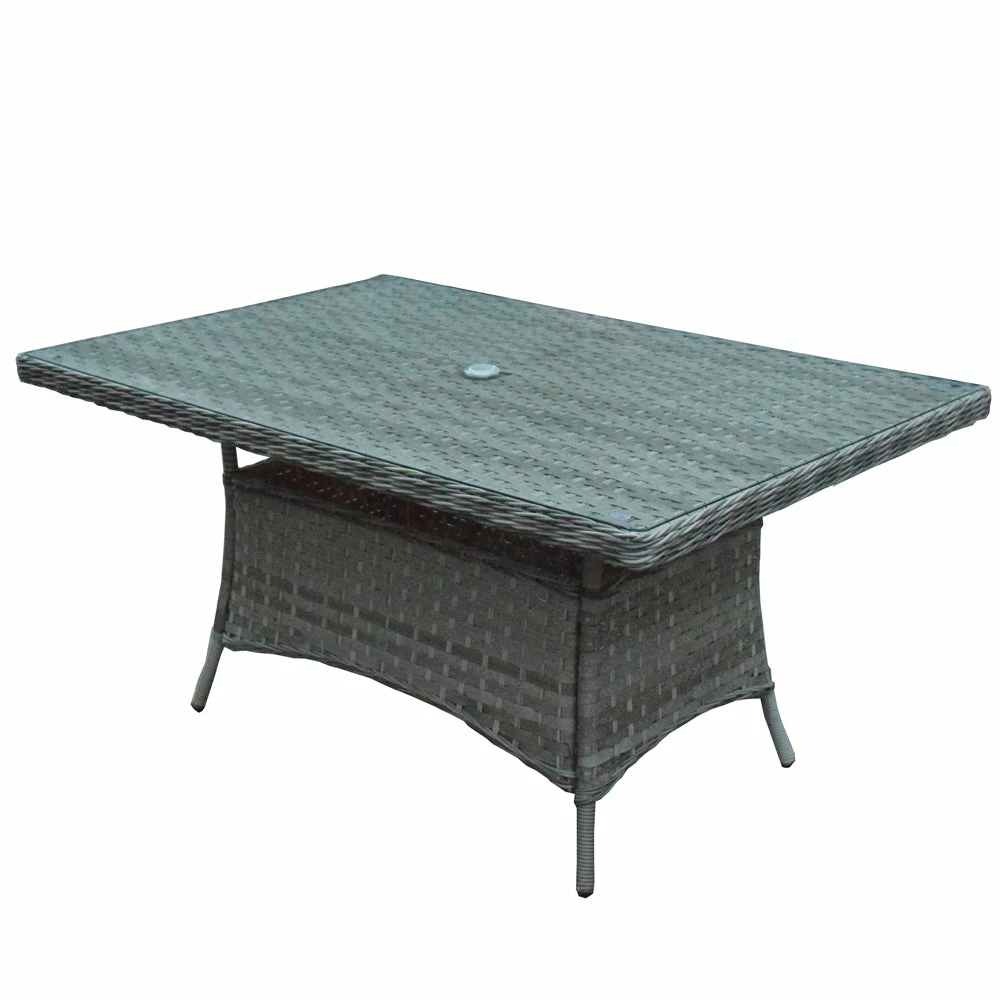 Baths Signature Weave Victoria Rectangular Dining Table In Multi Grey Wicker