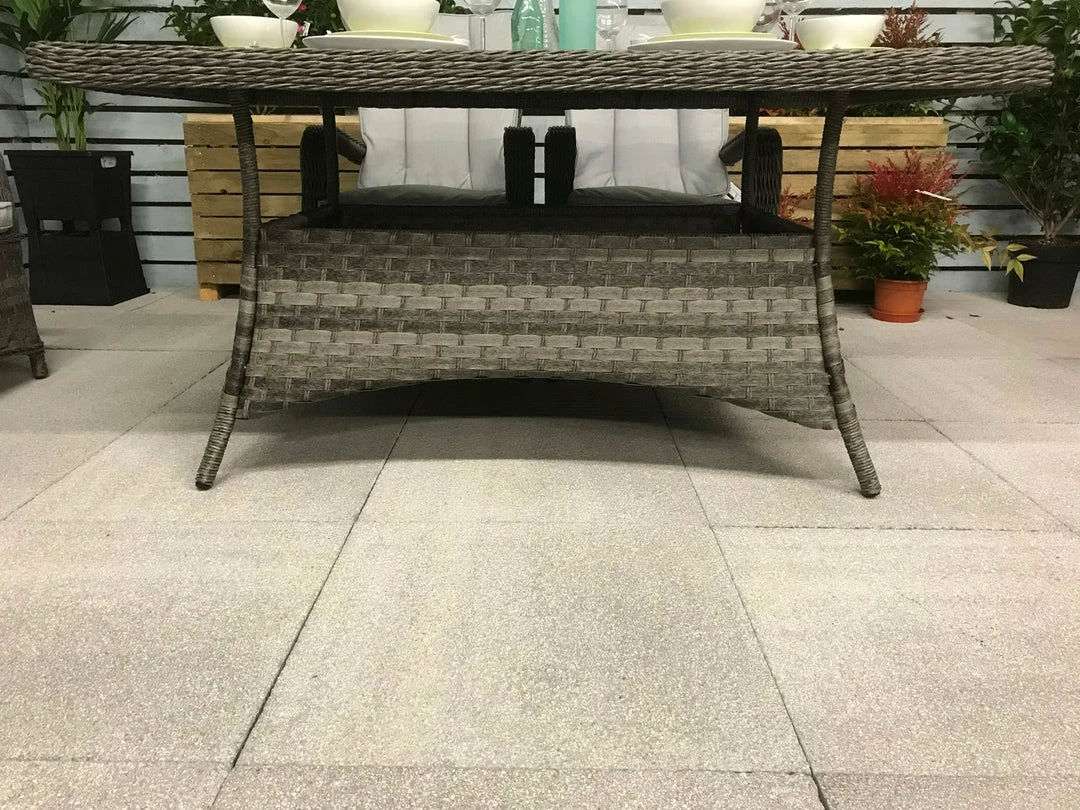 Baths Signature Weave Victoria Rectangular Dining Table In Multi Grey Wicker