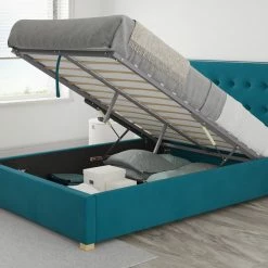Better Bed Company Better Seren Plush Teal Double Ottoman Bed Ottoman Beds